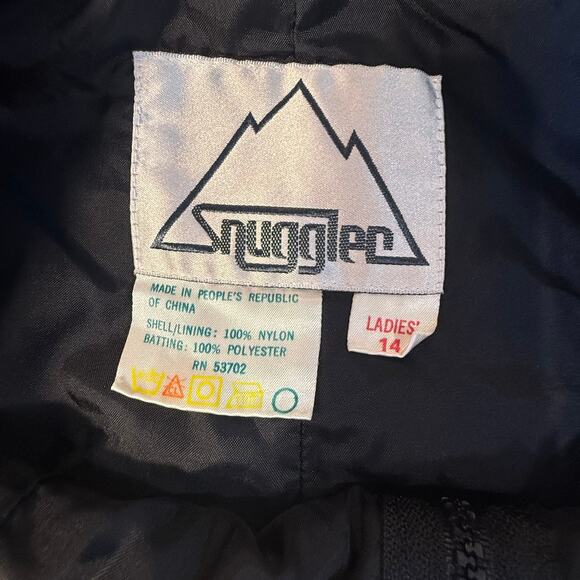 Y2K Snuggler Black Ski Overalls Women’s 14 Puffer Nylon Snow Bibs Retro - Picture 3 of 10